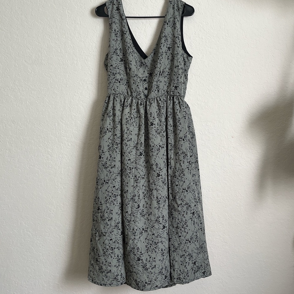 🌿vanessa green floral corset button midi split dress🌿